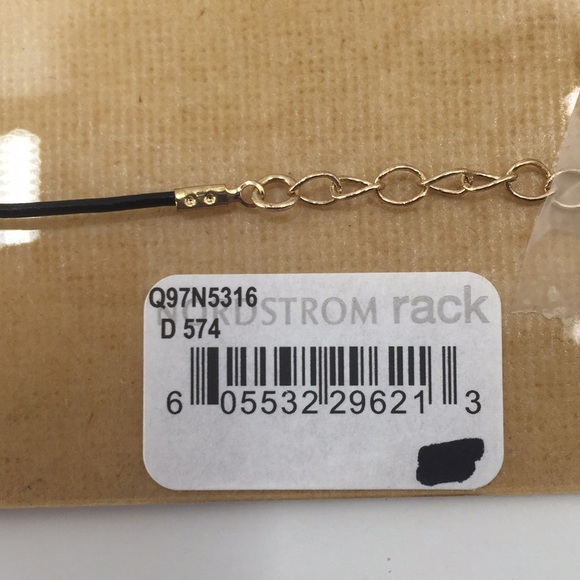 NWT bg thin leather choker square beads black gold - Picture 5 of 6